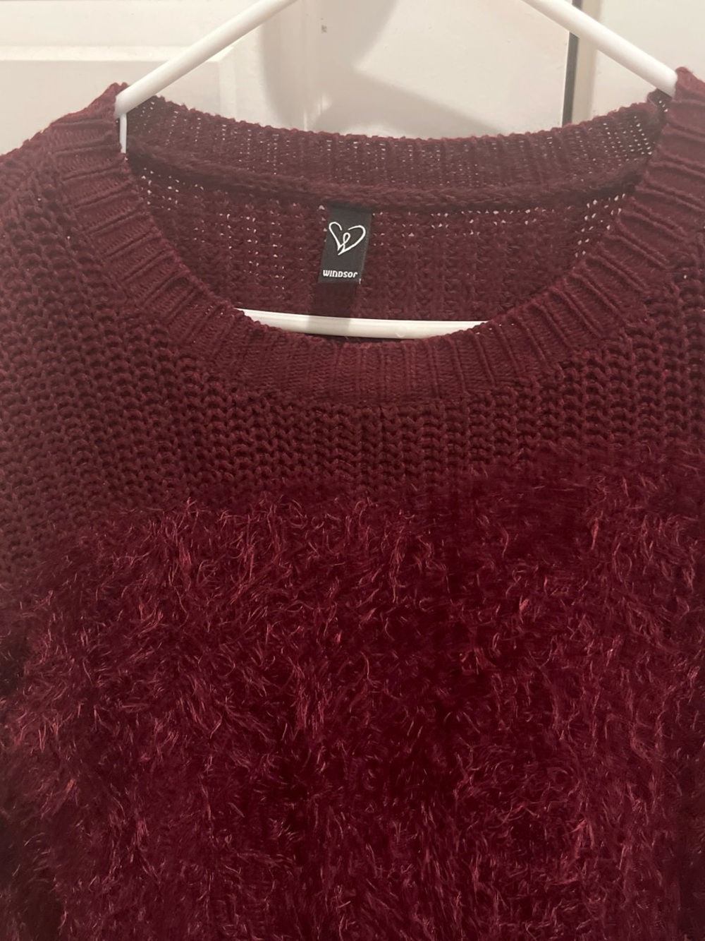 Windsor Burgundy Mixed-Texture Crewneck Sweater